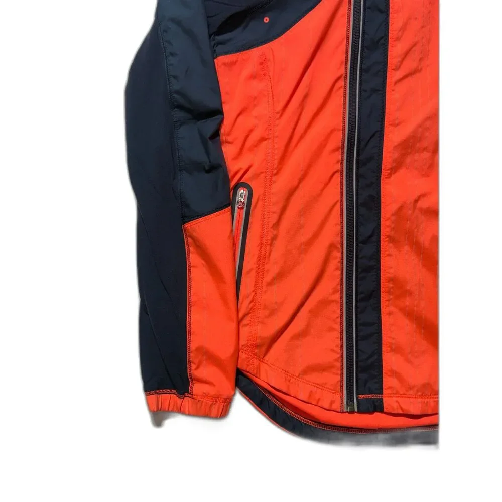 lululemon Get Up & Glow Jacket 4 Orange Navy Reflective Ponytail Hood